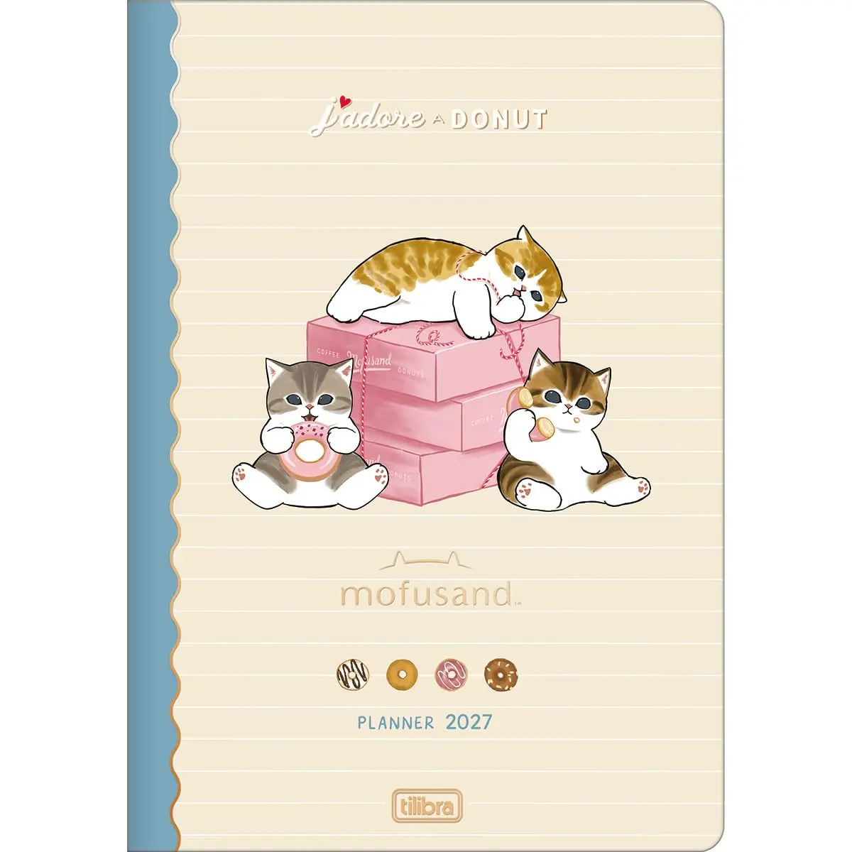 Tilibra - Planner Grampeado 17,8 x 25,4 cm Mofusand 90 G 2027 - Caixas de Donuts