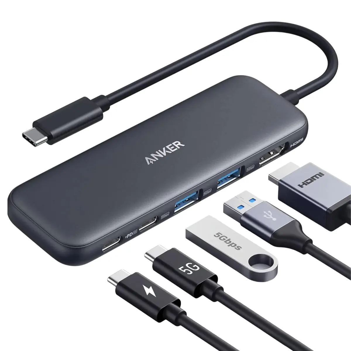 Anker Hub USB-C 332 5 em 1, HDMI 4K@30Hz,5 Gbps 2*USB 3.0 e USB-C,PD 85W | Anker 332 Hub USB-C 5 em 1, HDMI 4K@30Hz,5 Gbps 2*USB 3.0 e USB-C,PD 85W