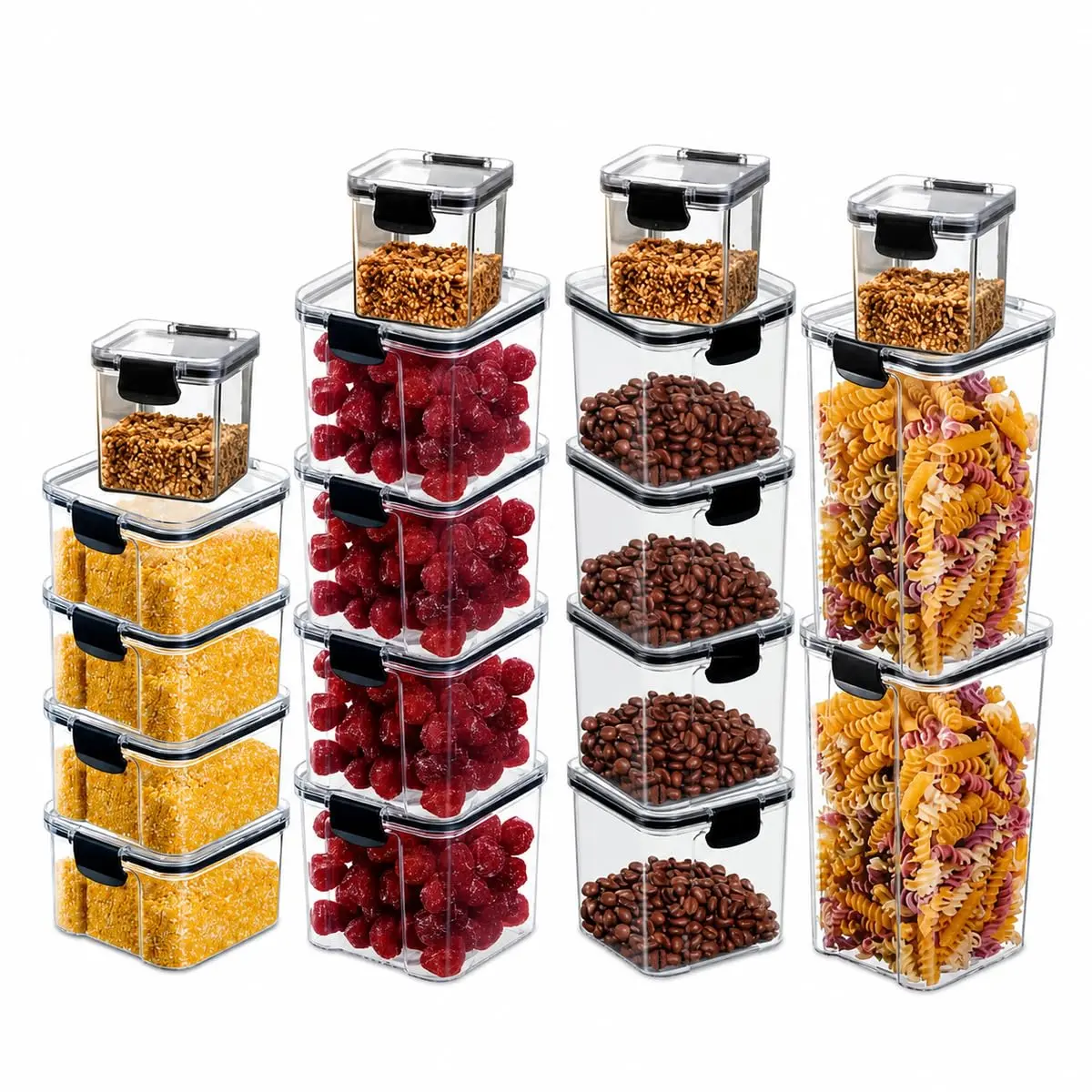 Kit 18 Potes Herméticos c/Trava Organizadores e Armazenamento de Alimentos - 1