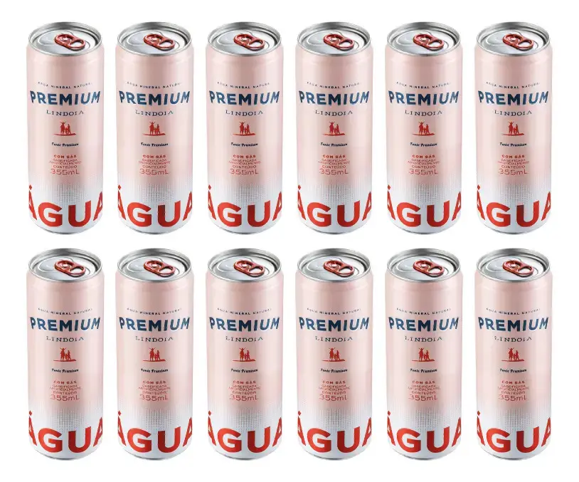 Água Mineral Premium Lindoia Com Gás Lata 355ml Pack 12 Unid