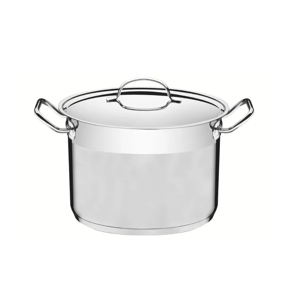 Caldeirão Tramontina Professional em Aço Inox Fundo Triplo com Tampa Plana Detalhe Satinado 30 cm 15,2 L