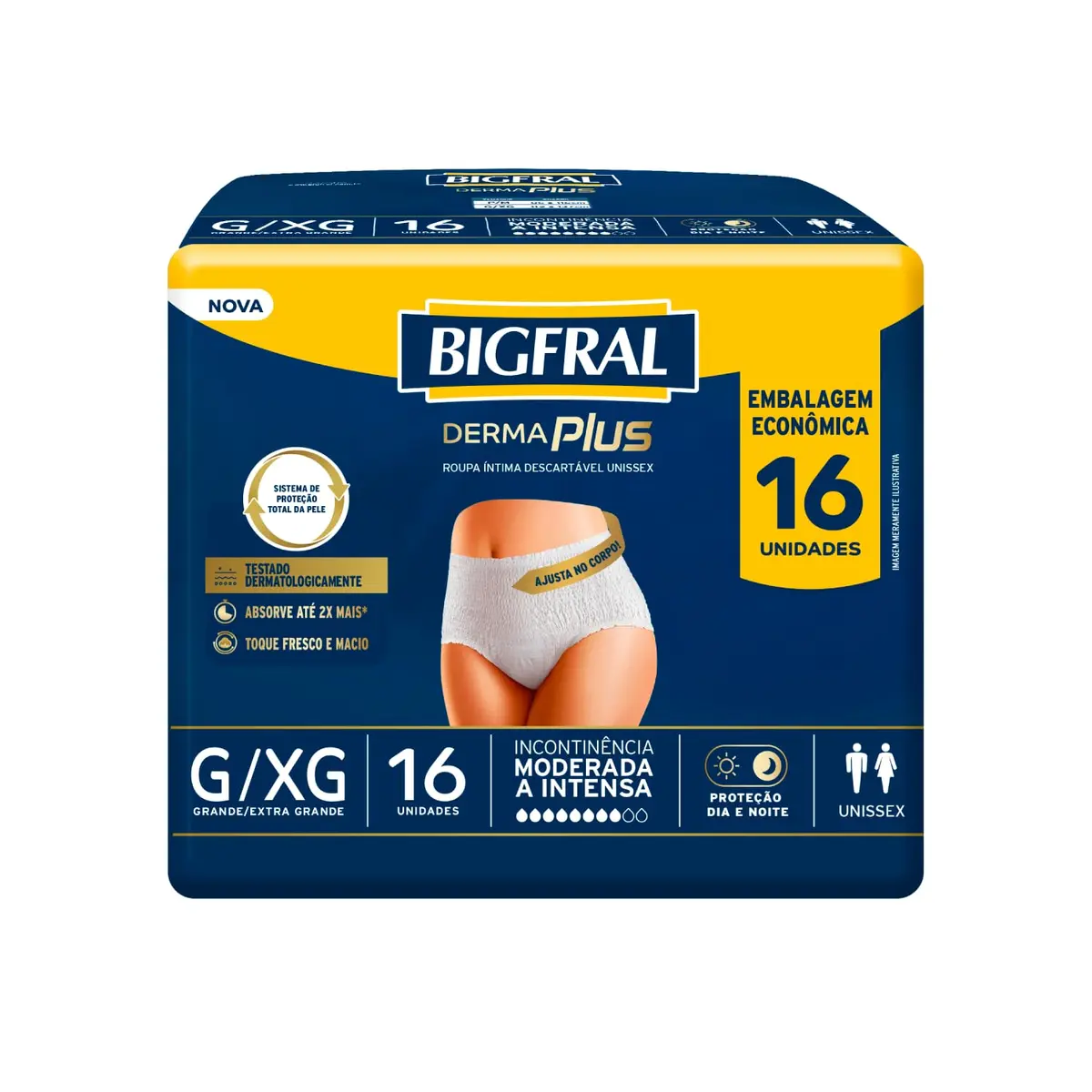 Roupa Íntima Bigfral Derma Plus G/XG 16 Unidades - 1