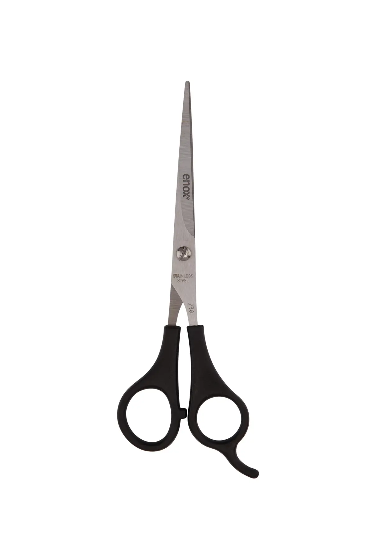 Enox, Tesoura Barbeiro, Profissional, Fio Navalha 6,5", Aço Inoxidável, Cabo Plástico, Descanso de Dedo Fixo