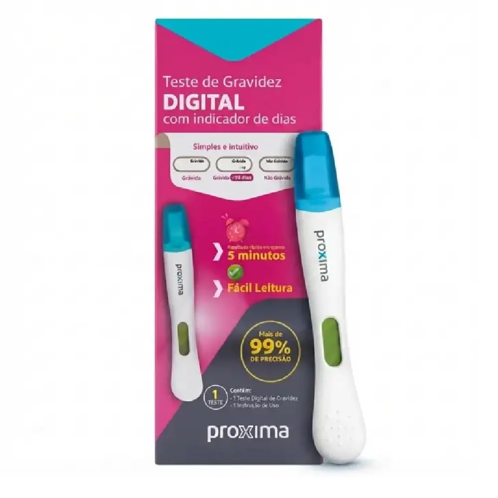 Teste de Gravidez Digital Proxima com Indicador de Dias e hCG 25mUI/ml | Indicador de Dias, Visor Digital e Leitura Fácil do Resultado em 5 Min