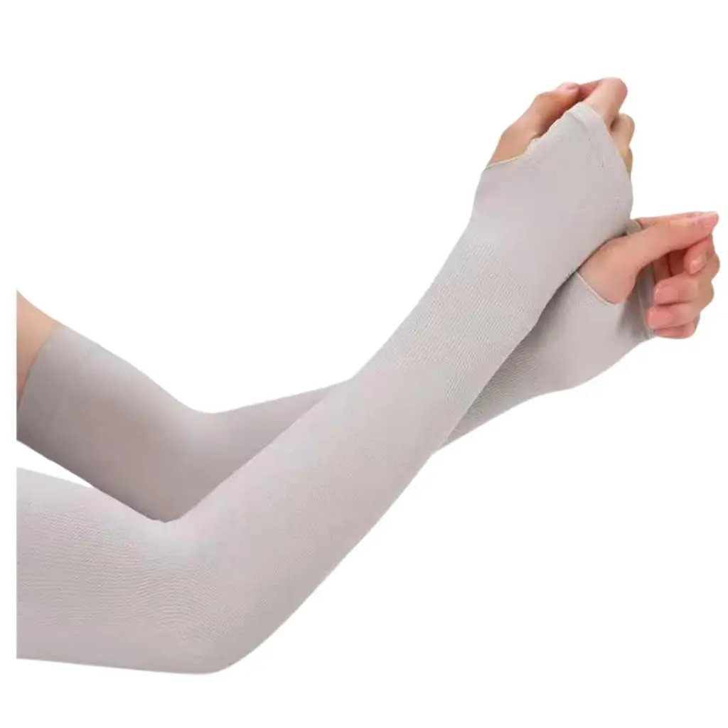 2 Pares Manguito Proteção Solar UV Fina Braço Seda Masculina Feminina Respirável 40cm - 1