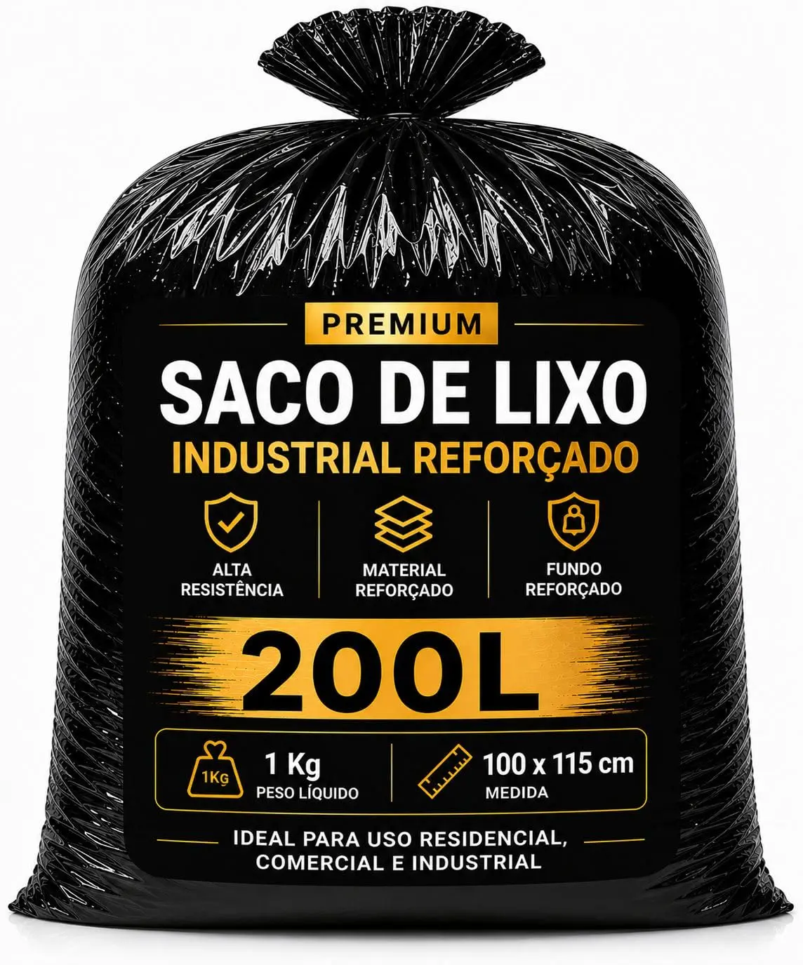 Saco de Lixo 200 Litros 100X115 Premium Extra Reforçado | Alta Resistência para Uso Profissional