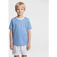 Kit de Uniforme do Manchester City Braziline Infantil Mini Craque Camiseta + Calção