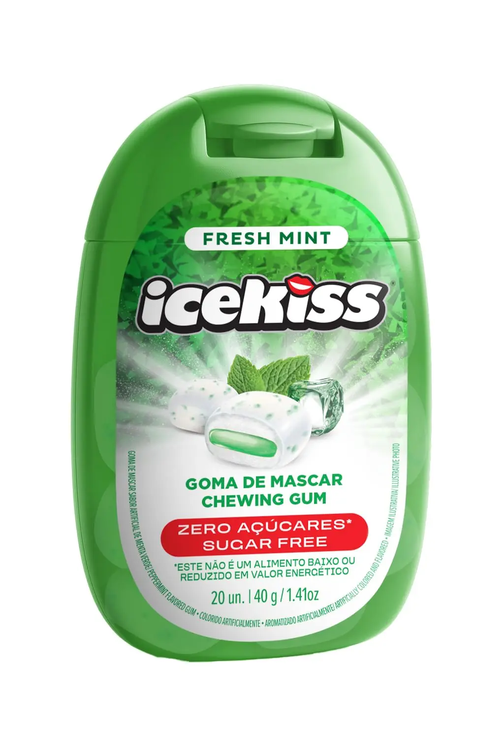IceKiss Goma de Mascar Zero Açúcares, Recheio Líquido, 40g (FRESH MINT)