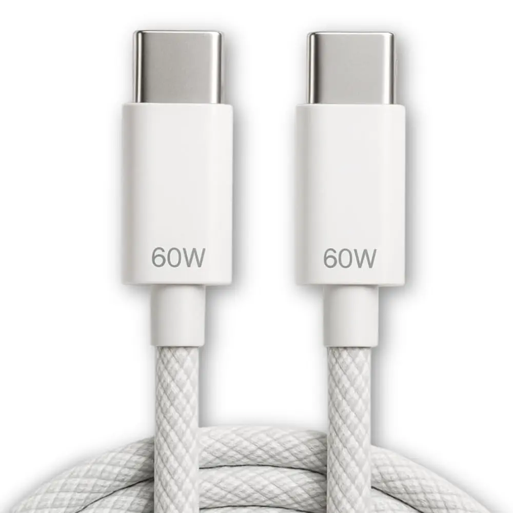 Cabo USB-C Tipo C 60W Turbo 2 Metros, Carregamento Ultra Rápido | Trançado De Nylon Reforçado, Transferência de Dados, Compatível com Android e IOS