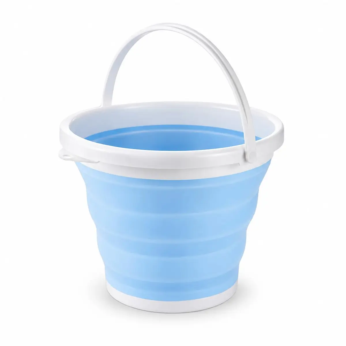 Balde Retratil 5L Silicone Dobrável Compacto Portátil Ideal para Camping Praia Limpeza Casa e Viagem (Azul)