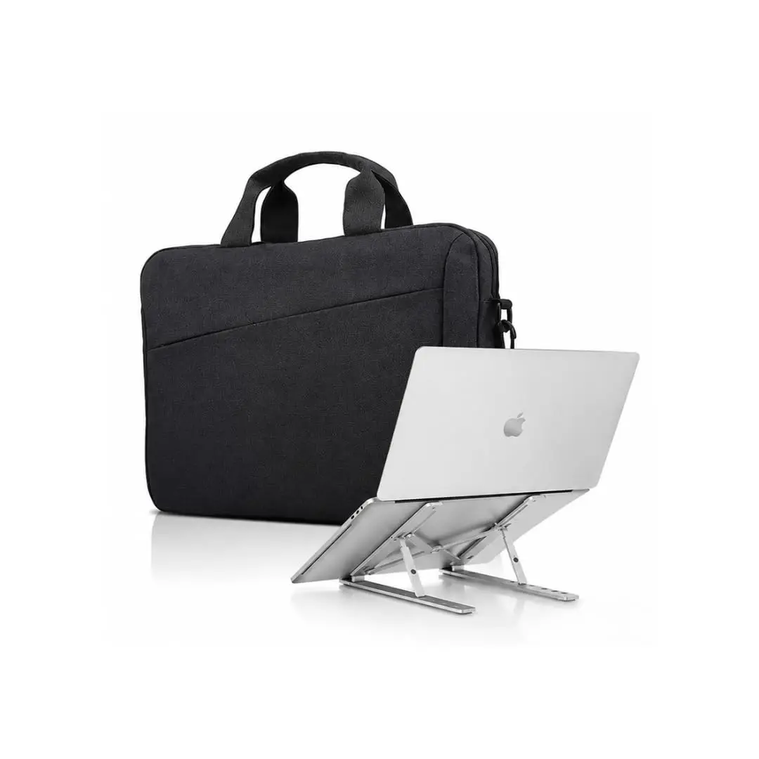 Kit Capa para Notebook + Suporte Ergonômico em Alumínio | 7 Níveis Ajustáveis | Proteção Resistente à Água | Ideal para Home Office, Trabalho e Estudos | Marca Midas® (PRETO) - 1