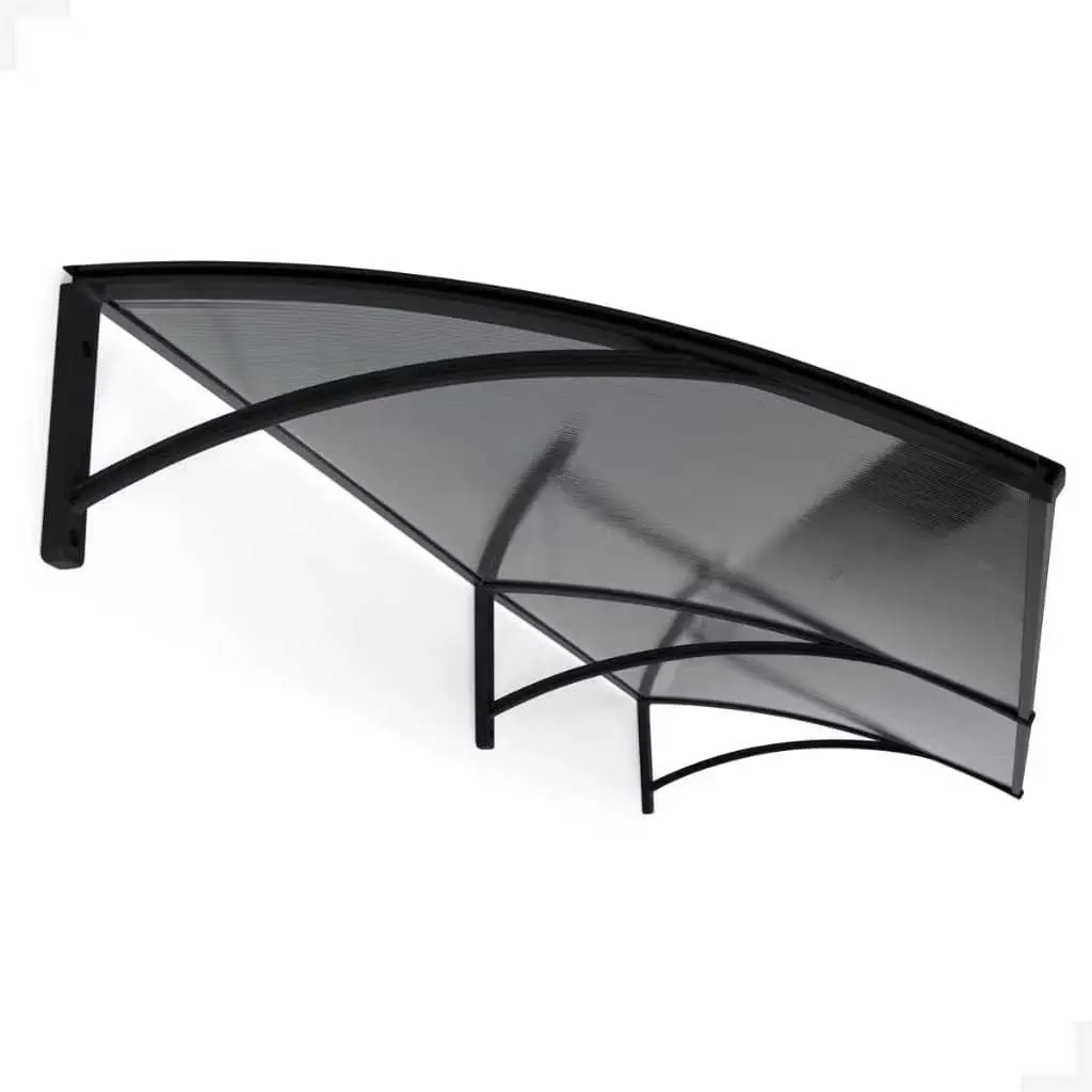 TOLDO POLICARBONATO 1,20Mx70Cm Portas e Janelas, Chuva e Sol 1,20M x 0,70M(PRETO COM FUMÊ) - 1