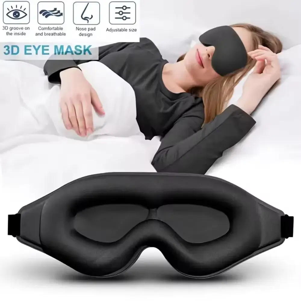 Máscara para Olhos 3D, Máscara de Dormir Confortável e Respirável com Almofada para o Nariz, Cobertura Ajustável para Dormir, Viagens e Sonecas, Bloqueio Total de Luz - 1