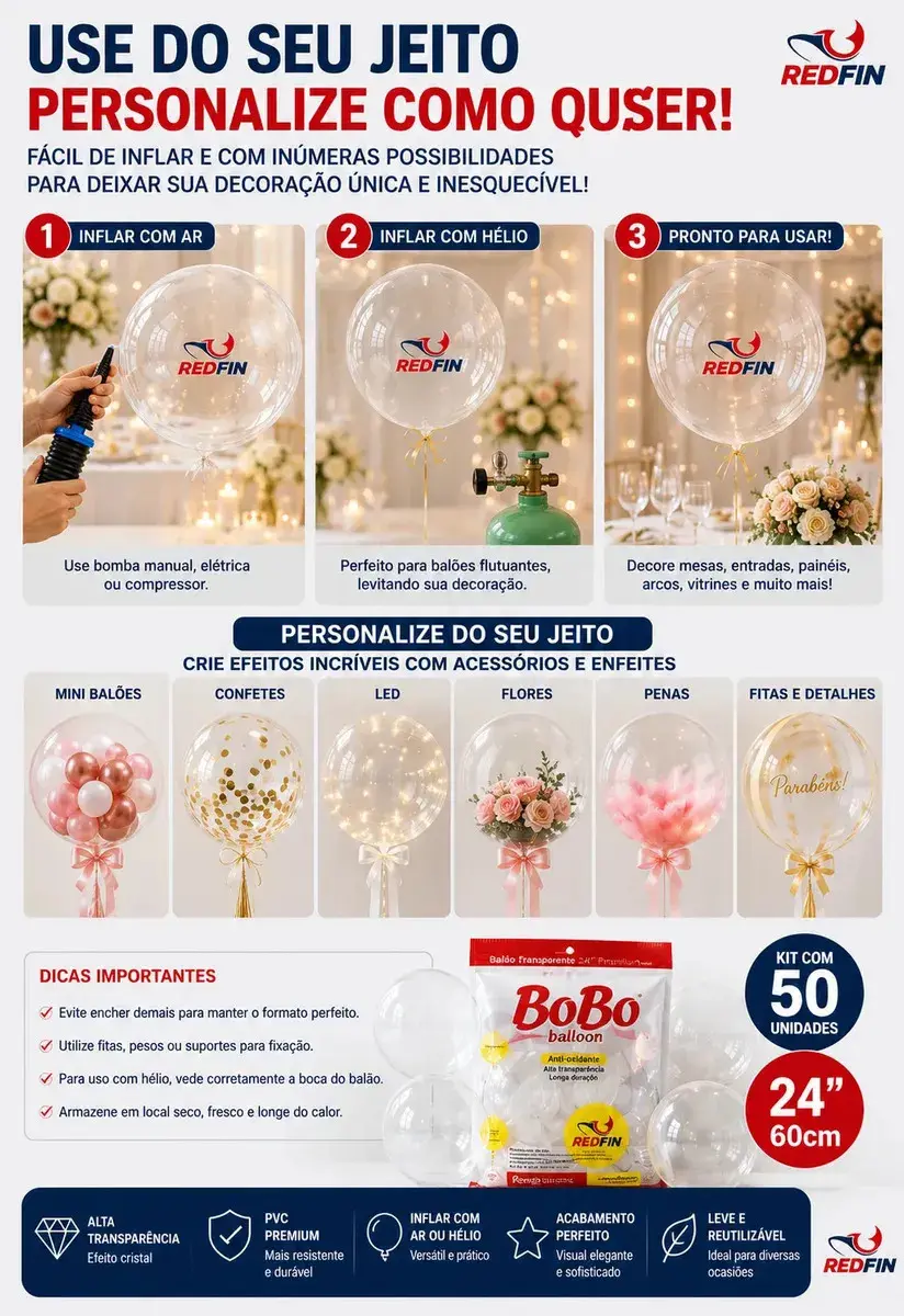 Balão Bubble Bobo 24 Polegadas Transparente 50un Balão De Festa Balao Grande Transparente Balão Cha Revelacao Balao De Formatura Balao Para Pendurar Balao Para Festa E Casamento Redfin thumbnail 4