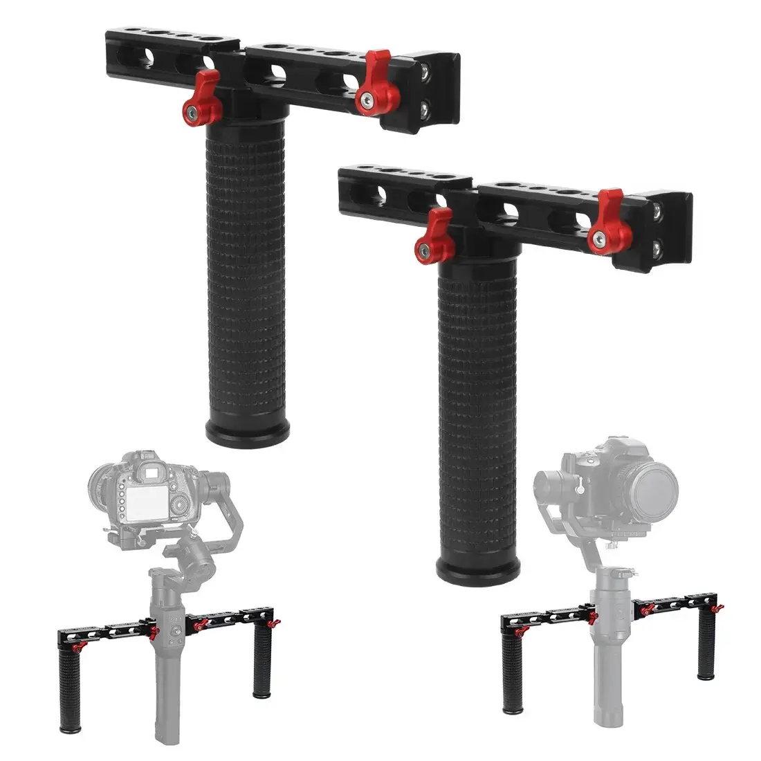 Dual Handle Grip NATO Rail Clamp, Punho Lateral para DJI Ronin RS2 RSC2, Guidão de Extensão, Suporte Handheld Gimbal Estabilizador