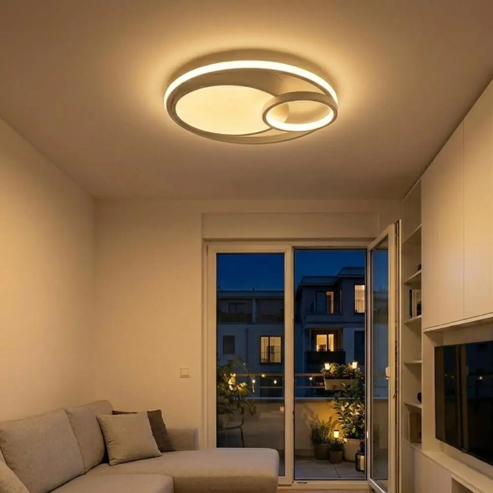 Luminária de LED De Sobrepor Redonda Bivolt 31W 3 Em 1 Com Luz Central Dupla (Branco)