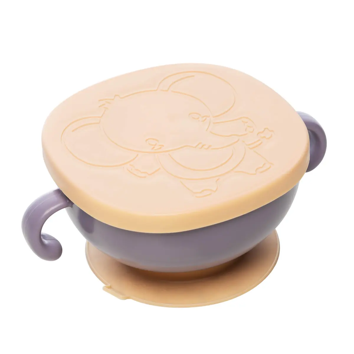 LYOR - Bowl com Tampa e Ventosa Baby Elefante Rosa Plástico - 1