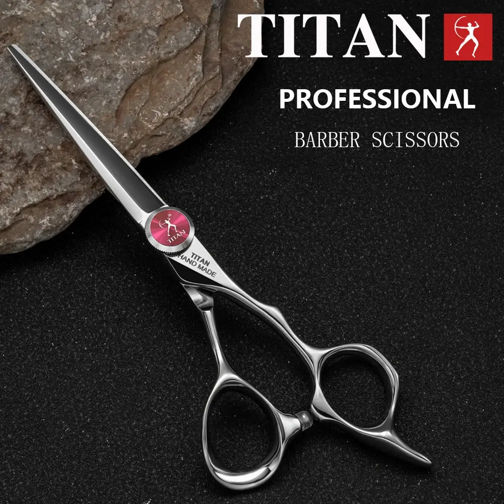 Tesoura Profissional TITAN para Cabeleireiro e Barbeiro, Conjunto de Tesouras para Corte e Desbaste de Cabelo de 5.5/6.0/6.5/7.0 Polegadas, Aço Japonês 440C