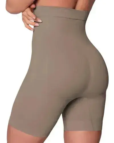 Short Alto Redutor Sem Costura Com Silicone No Cós Selene 20110 Cor Chocolate Tamanho G - 1