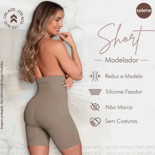 Short Alto Redutor Sem Costura Com Silicone No Cós Selene 20110 Cor Chocolate Tamanho G thumbnail 2