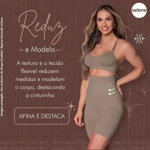 Short Alto Redutor Sem Costura Com Silicone No Cós Selene 20110 Cor Chocolate Tamanho G thumbnail 3