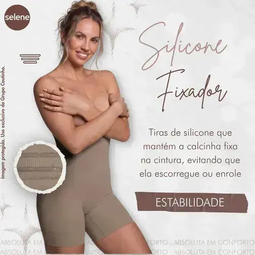 Short Alto Redutor Sem Costura Com Silicone No Cós Selene 20110 Cor Chocolate Tamanho G thumbnail 4