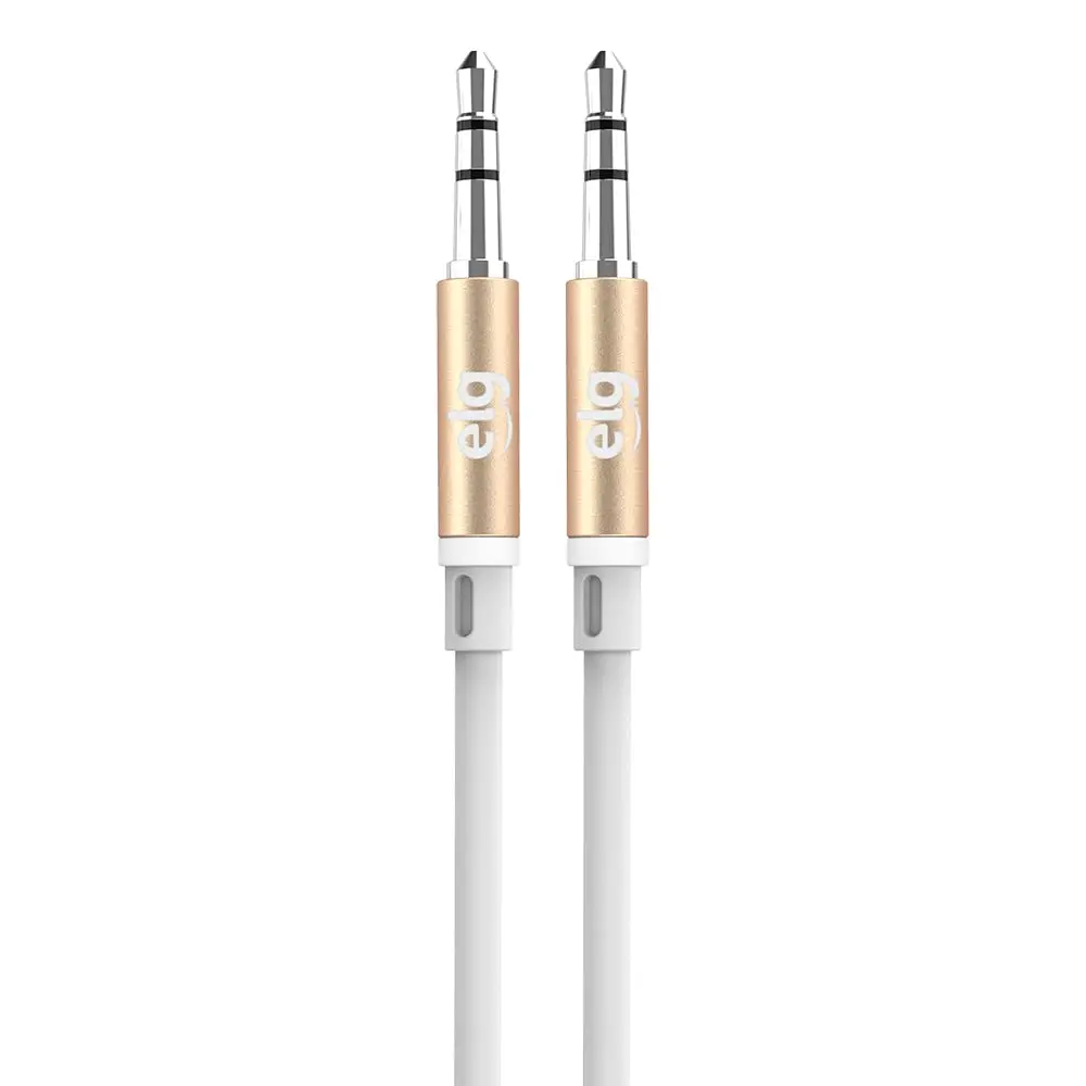 ELG, ECAUX1, Cabo Estéreo Auxiliar de Áudio, Conector P2 X P2, Entrada de 3.5mm, Alta Definição Sonora e Conexão Estável, Cabo Emborrachado Flexível, Branco