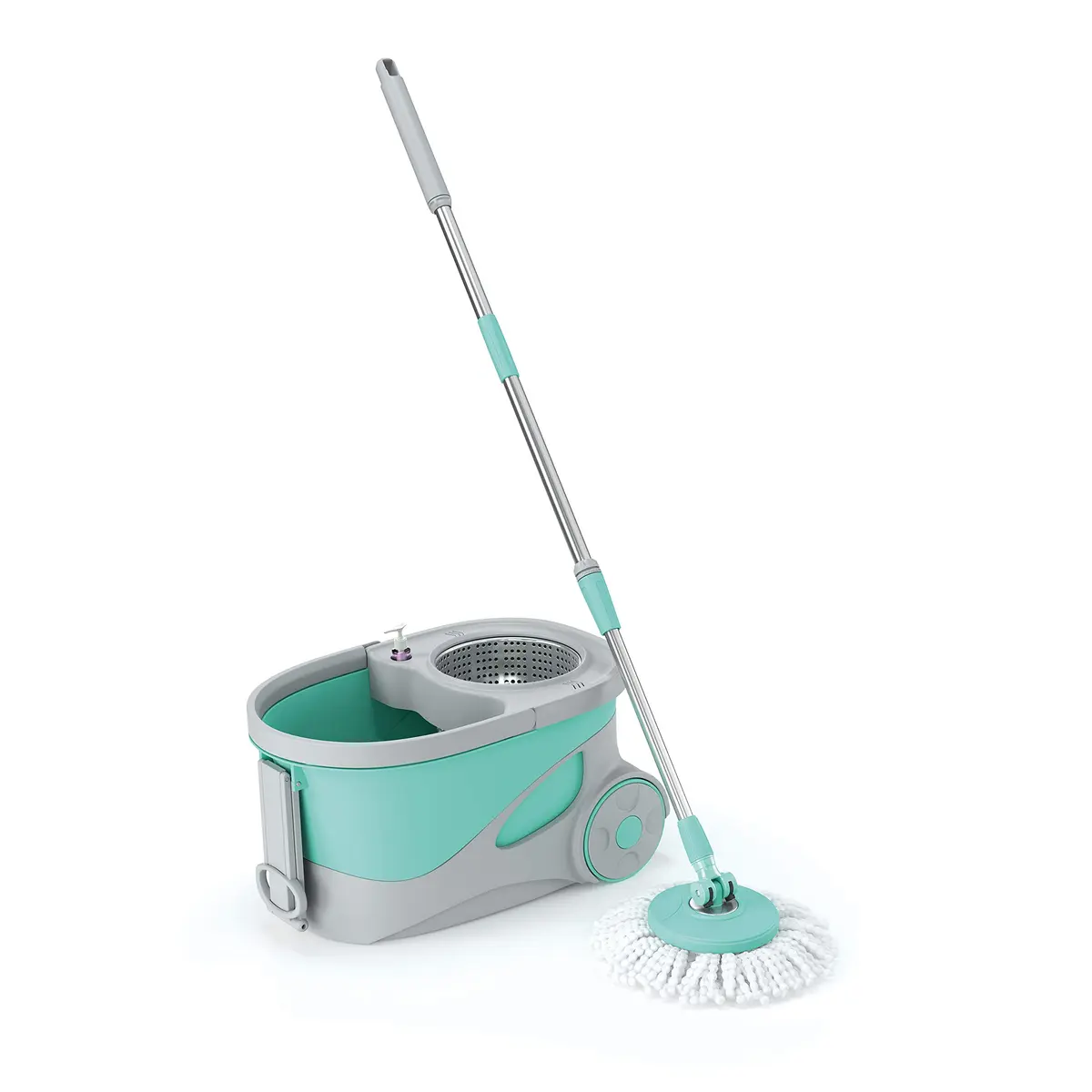 Mop Giratório Ciclone, Balde 20 Litros com Cesto Inox e Rodinhas, MOP7290, Flash Limp - Verde