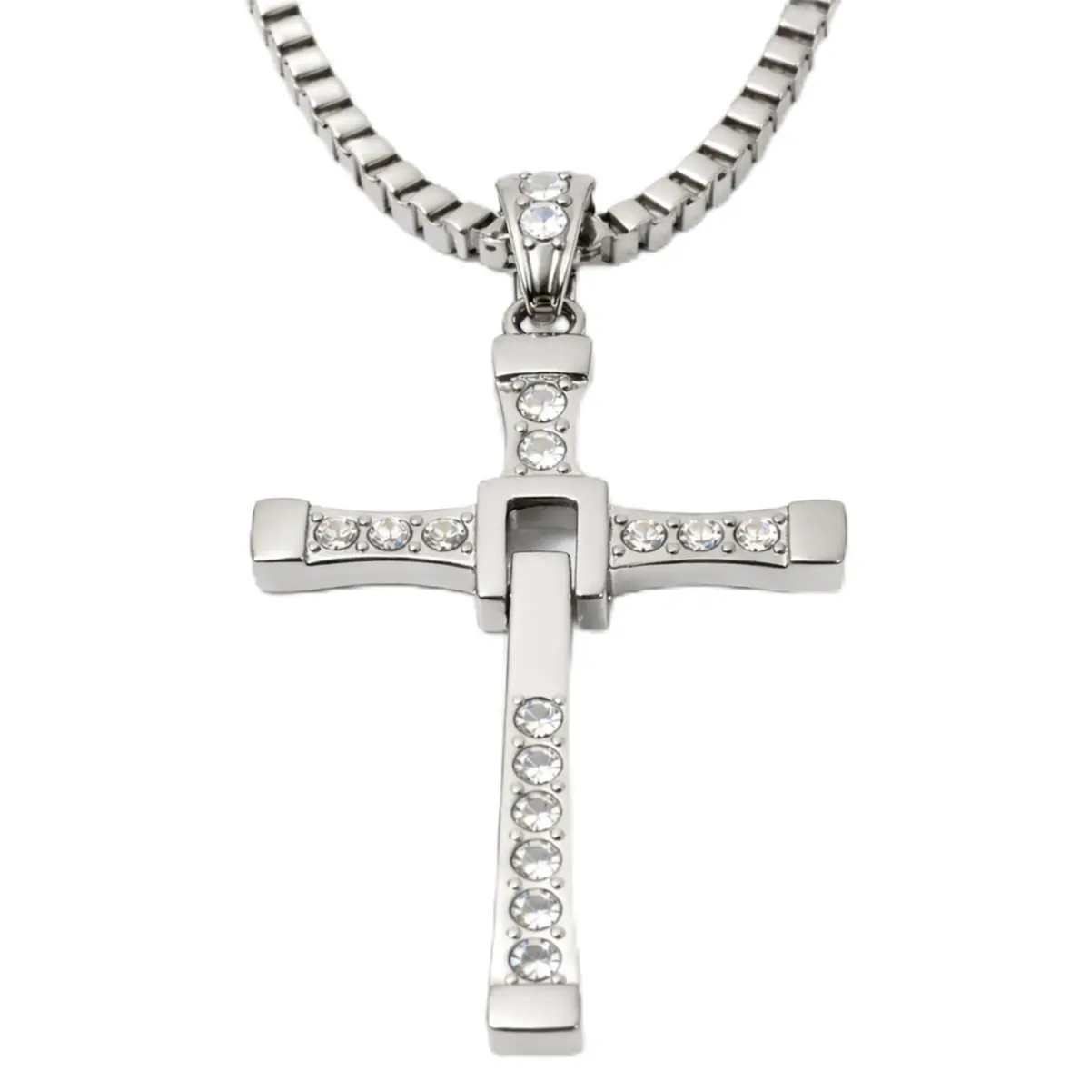 Colar Velozes E Furiosos Aço Inox Maciço Cordão E Cruz Dominic Toretto Vin Diesel Crucifixo