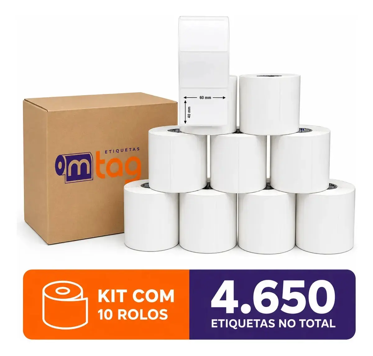 10 Rolos Etiqueta 60x40 Térmica Elgin L42 L42pro Balança Branco Liso