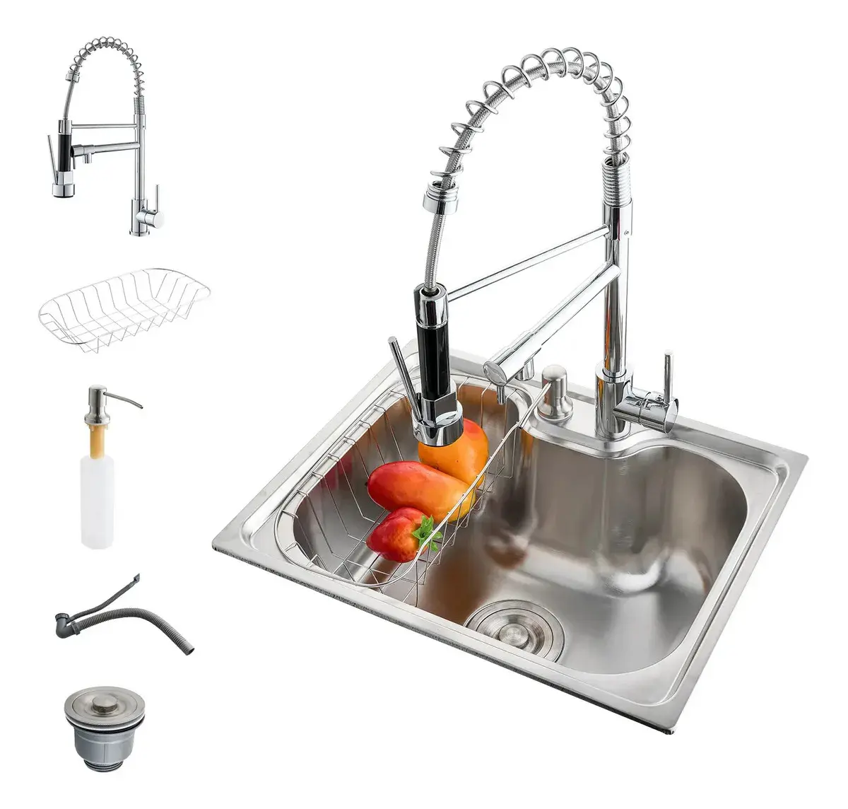 Cuba Pia Gourmet Luxo Aço Inox 42x60cm + Torneira Flexivel Monocomando com trava Bancada Cozinha Winda