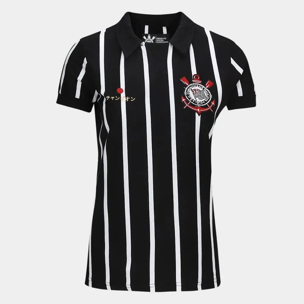 Japão Corinthians Camiseta Retrô Coimbra, Gola Polo Listrada - 1