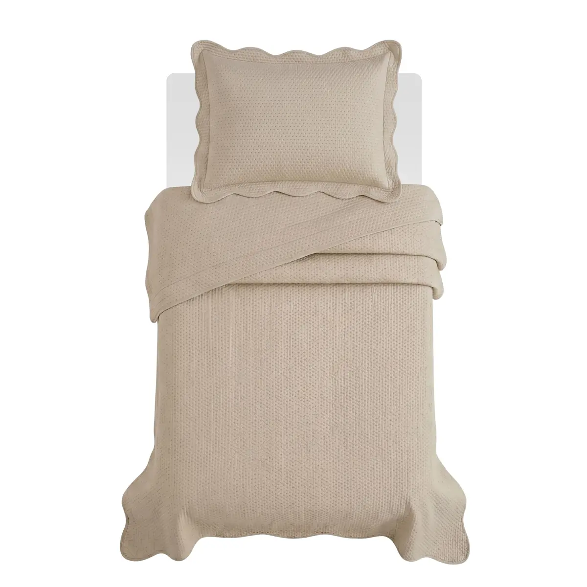 Camesa Colcha Kit Cobre Leito Bullet Solteiro 160x230cm - Bege, 100% poliester Gramatura 70g/m2 - 1