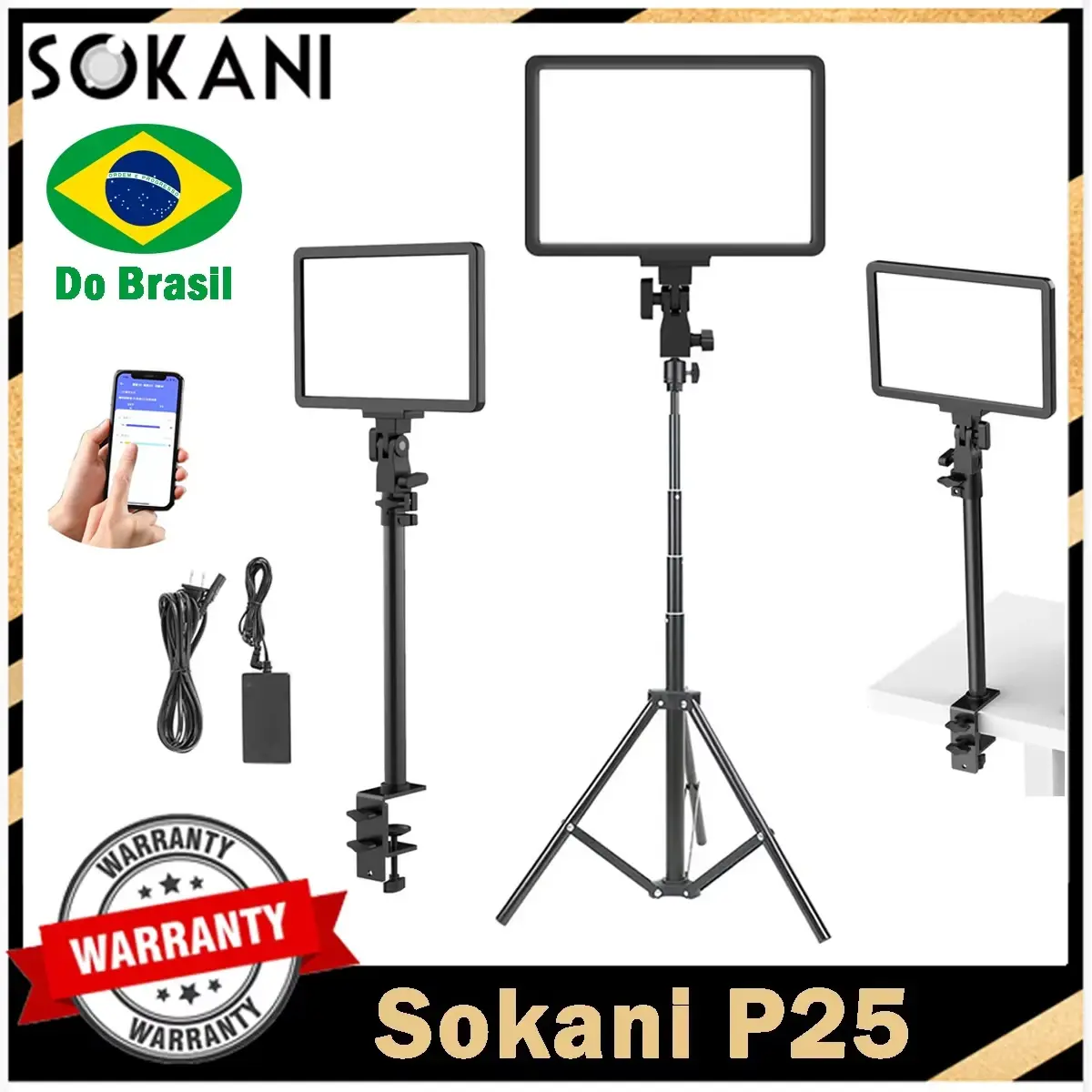 【DO BRASIL】Painel de Luz LED Dimmable Sokani P25 para E-sports, Transmissões ao Vivo, Estúdio Fotográfico, Chamadas de Vídeo e Reuniões Zoom - 1