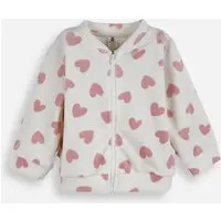 casaco infantil de plush corações off white