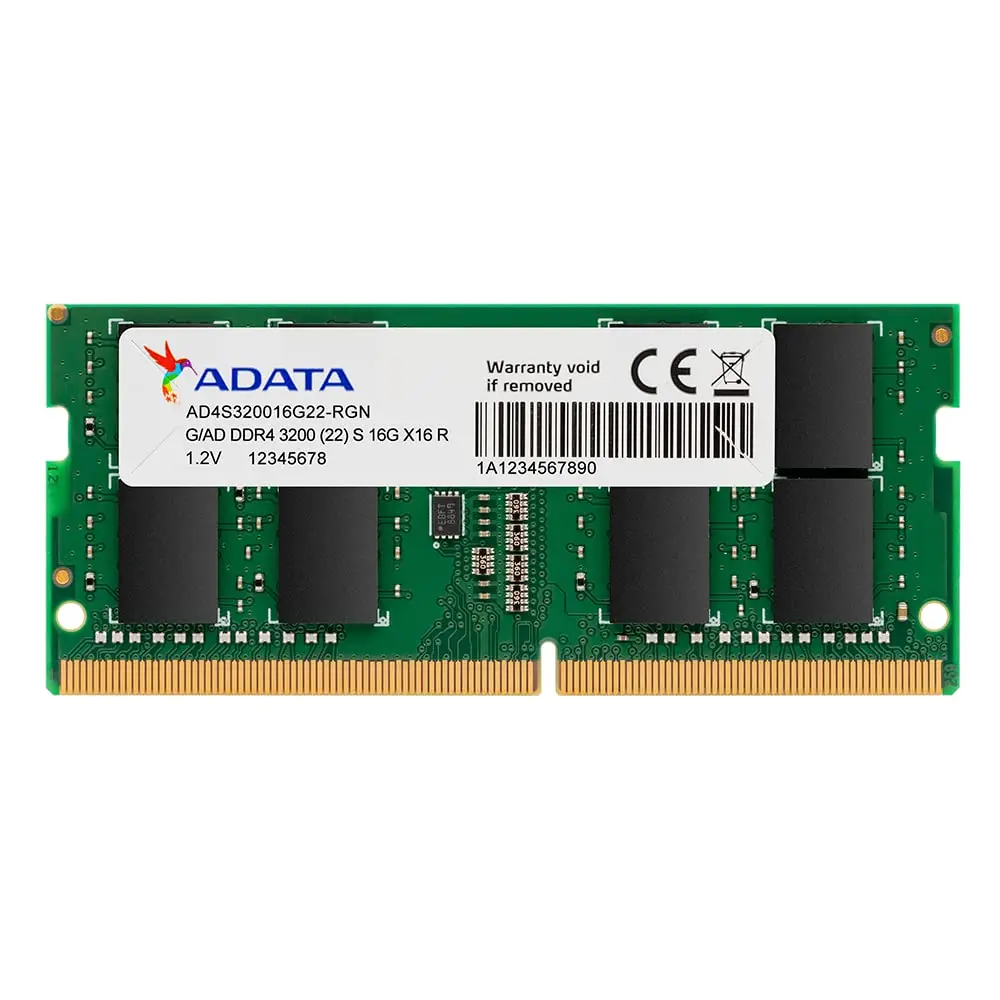 Adata Memória p/ Notebook DDR4 16GB 3200MHz SO-DIMM Preto - AD4S320016G22-SGN - 1