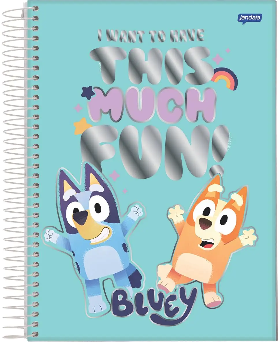 Jandaia - Caderno Espiral Universitário CD 1 Matéria 80 Fls Bluey This Much Fun FSC