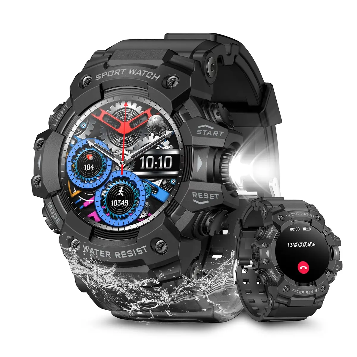 Smartwatch Masculino Militar com GPS, Tela 1.32 Polegadas, Resistente à Água IP68 50m, Bateria 300mAh, Lanterna LED, Bússola, Mais de 100 Modos Esportivos - 1