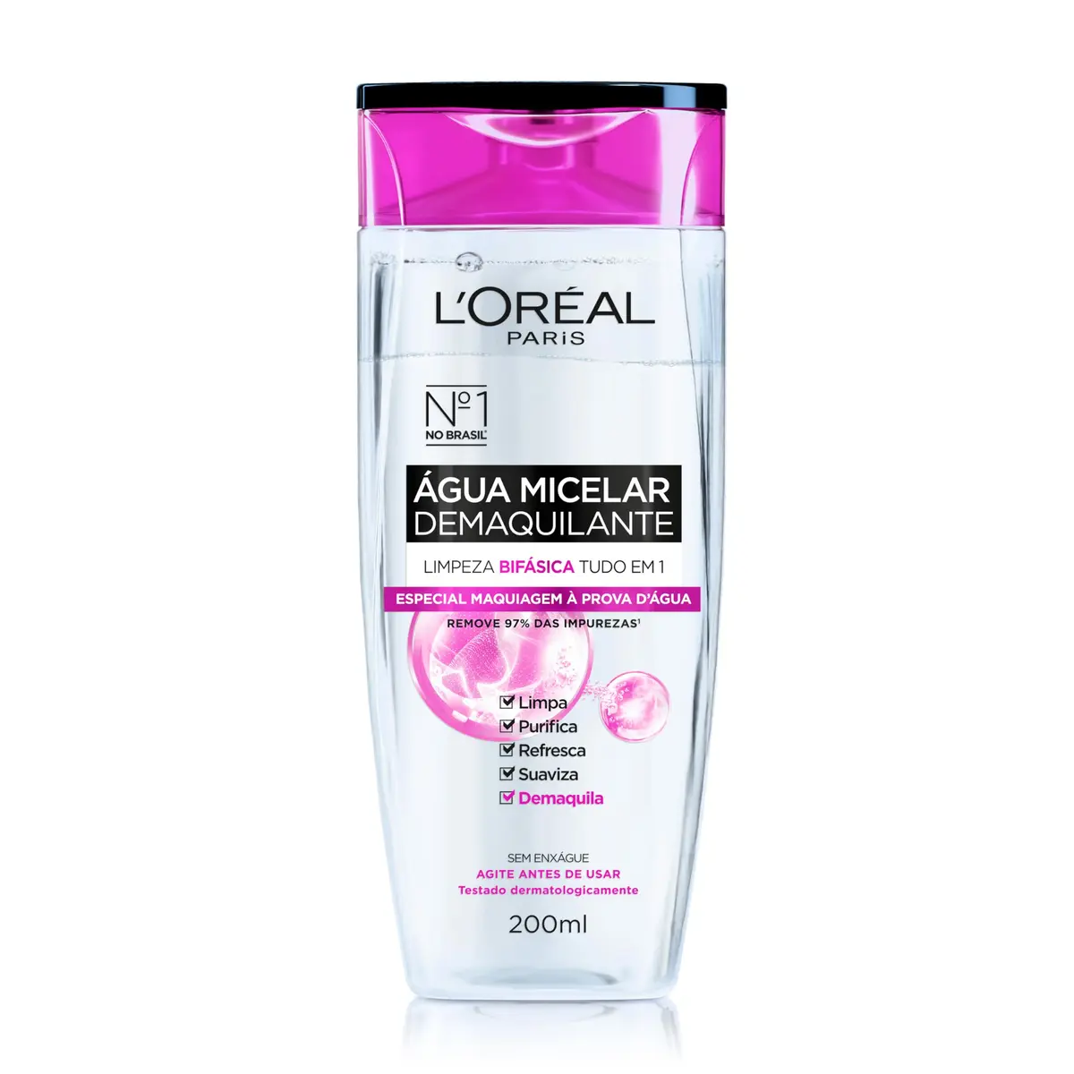 Água Micelar Bifásica L'Oréal Paris Solução de Limpeza 5 em 1, 200ml - 1