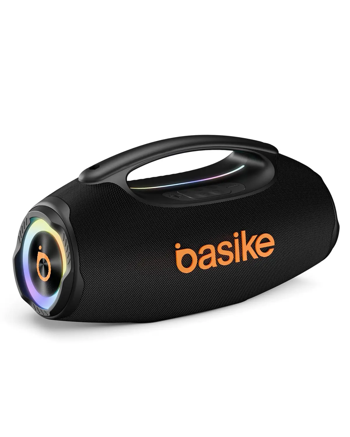 Basike Caixa de Som Bluetooth Portátil 80W RMS (Pico 120W), TWS Estéreo | Bluetooth 5.3, Modos EQ, Luzes RGB, IPX6 Resistente à Água, Bateria 8000mAh, para Home Theater, Festa e Uso Externo (Preto)