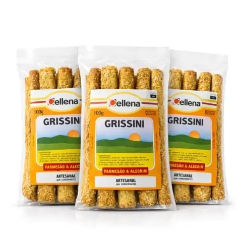 Kit 3 Grissini Artesanal Parmesão e Alecrim CELLENA 100g Crocante - 1
