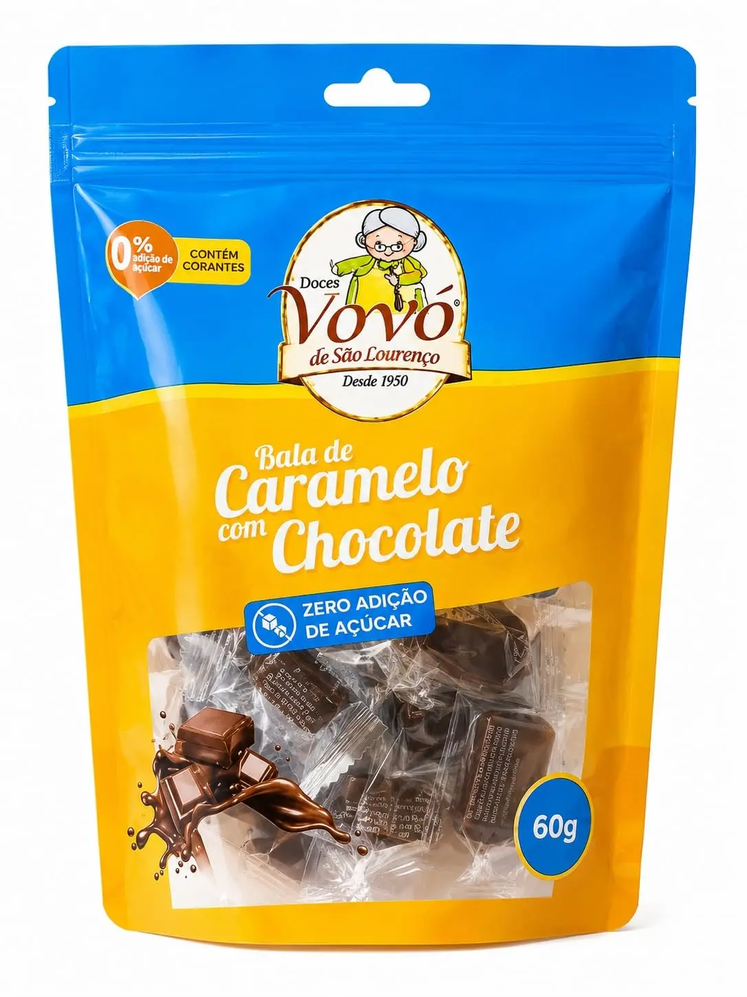 Caramelo Zero com Chocolate, 60g - 1