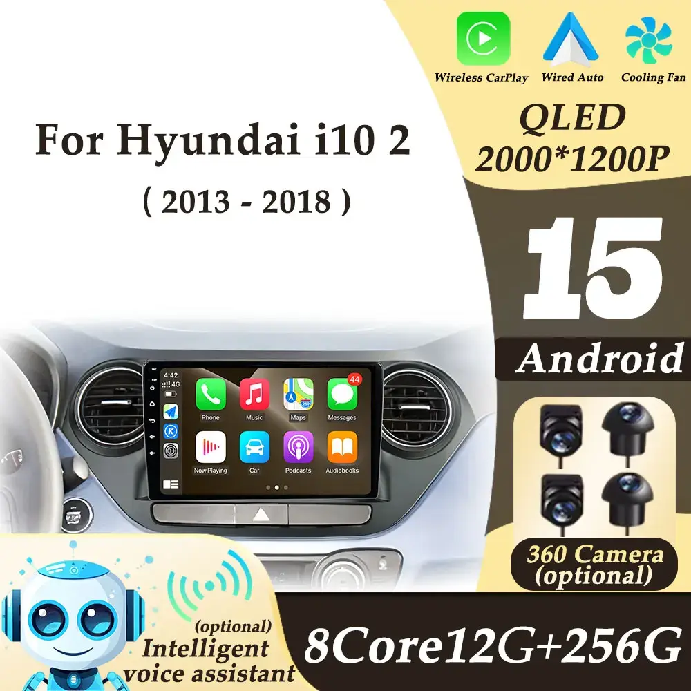Para hyundai i10 2013 - 2018 rádio do carro vídeo áudio multimídia player android 15 sem fio carplay tela dividida dsp estéreo wifi bt - 1