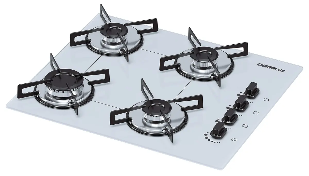 Cooktop 4 bocas Chamalux ultra chama Bivolt Trempe de Chapa Branco