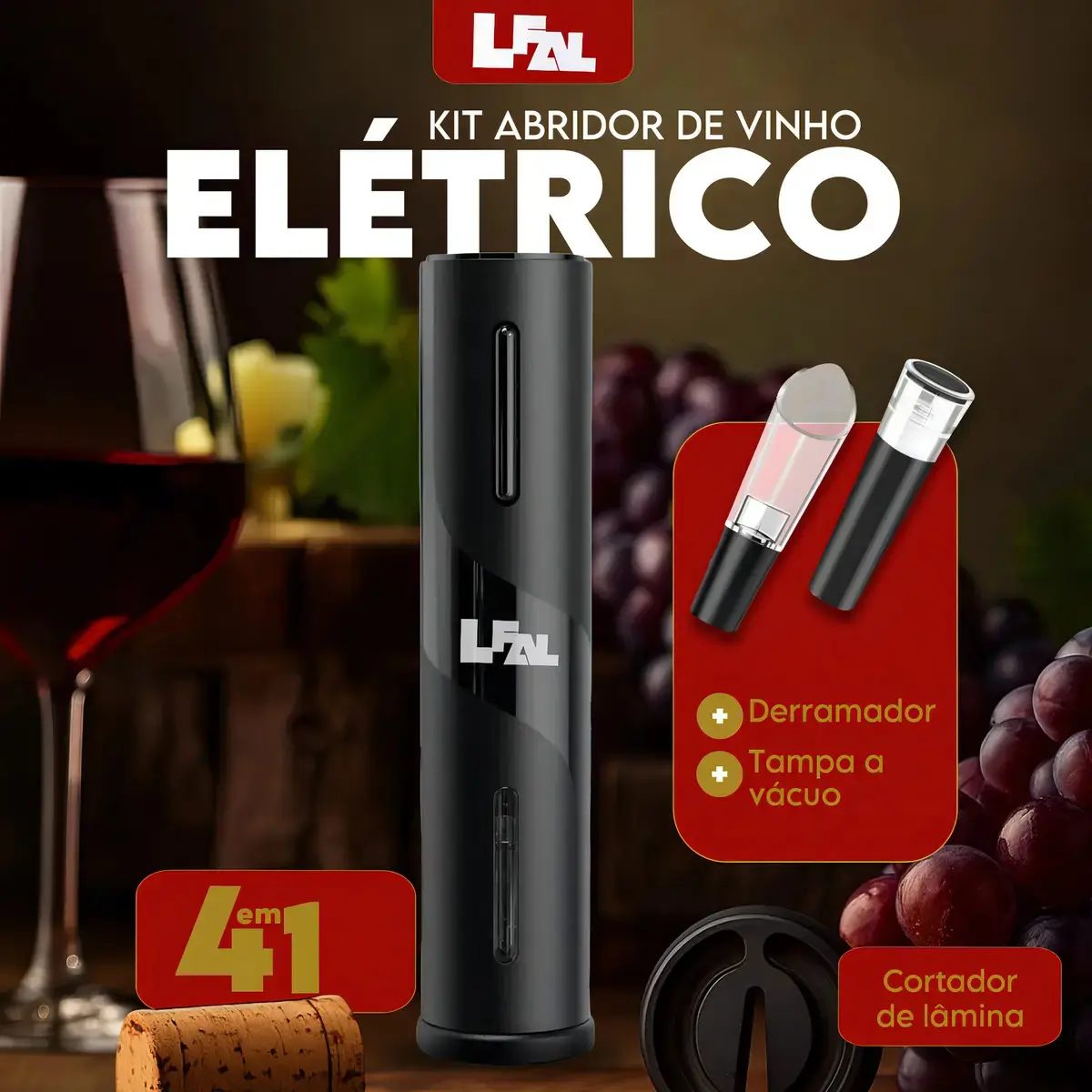Abridor De Vinho Potente Saca Rolhas Automático Portátil Removedor De Rolha Kit 4 Em 1 Abridor De Garrafas Prático Frio Resistente Presente Fondue Jantar Elegante ABS Multifuncional Casa Lfal thumbnail 2