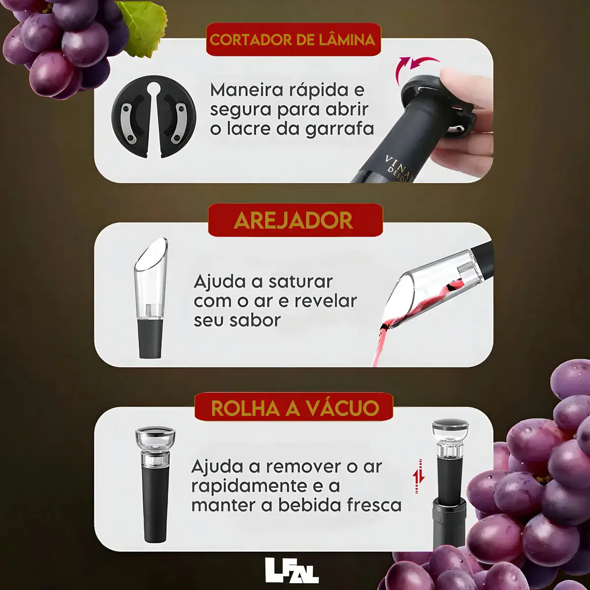 Abridor De Vinho Potente Saca Rolhas Automático Portátil Removedor De Rolha Kit 4 Em 1 Abridor De Garrafas Prático Frio Resistente Presente Fondue Jantar Elegante ABS Multifuncional Casa Lfal thumbnail 3
