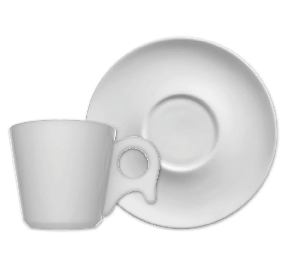 Xícara e pires para chá em porcelana, Germer, modelo Café, 200ml, Branco | Dinamarca, uma das versões de linhas clássicas, para o chá da tarde e o café com a família