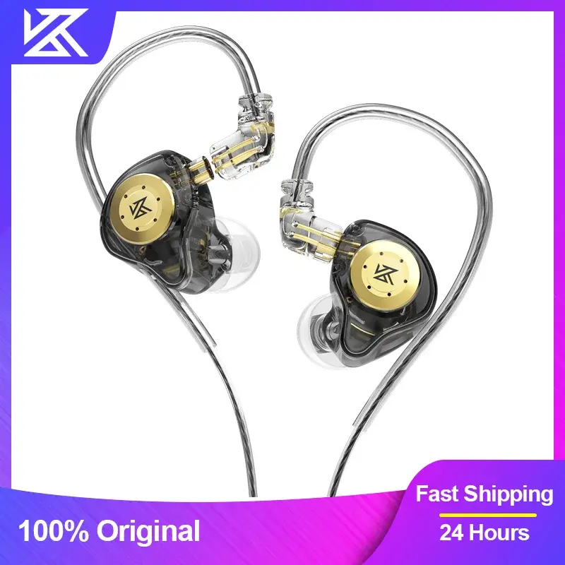 Fones de Ouvido Intra-auriculares KZ EDX Pro Estéreo DJ Hi-Fi com Microfone, Cabos Destacáveis e Redução de Ruído