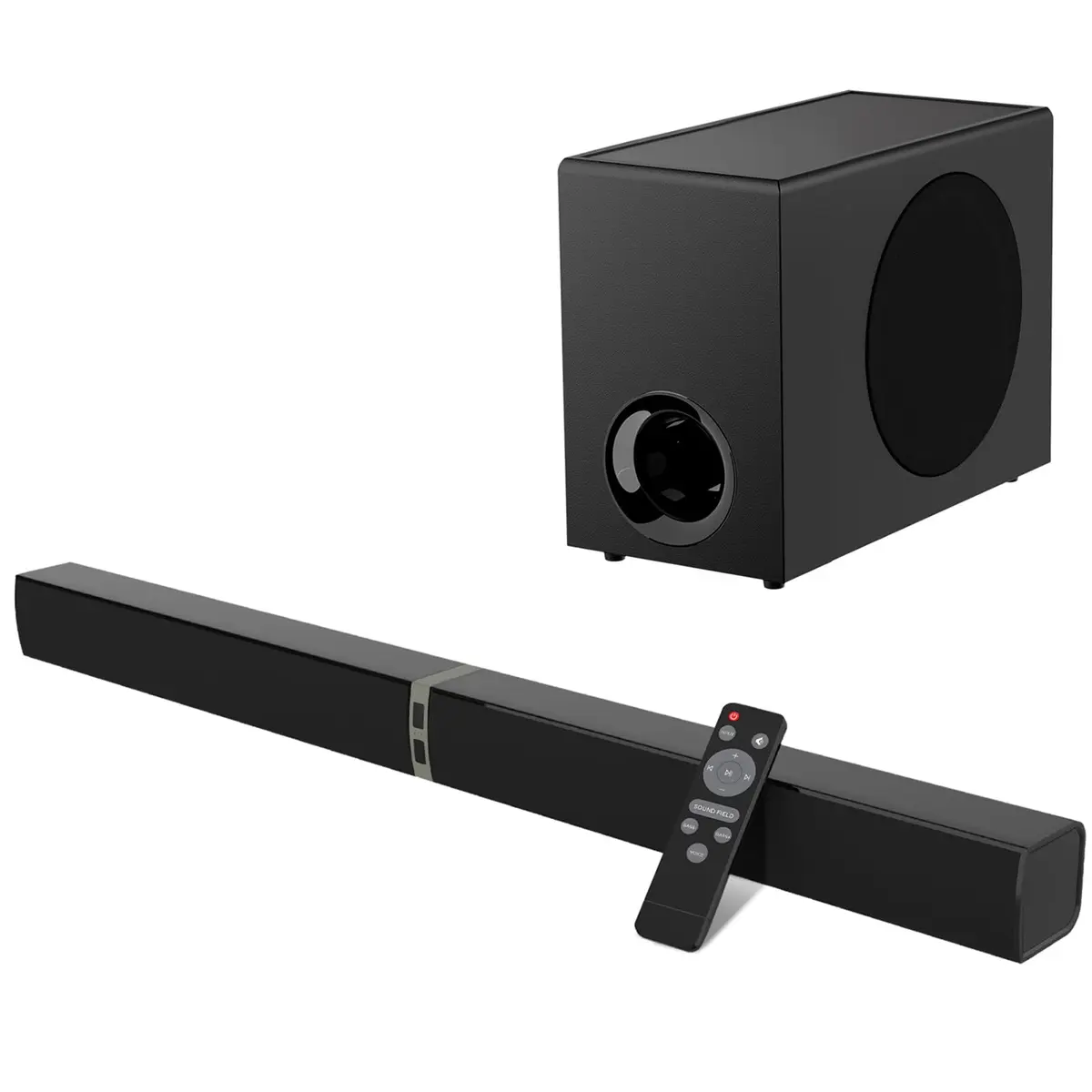 MZEIBO Barra de som com subwoofer, barra de som de 120 W para Smart TV, sistema de home theater, Bluetooth 5.3, compatível com ARC, AUX, óptico - 1