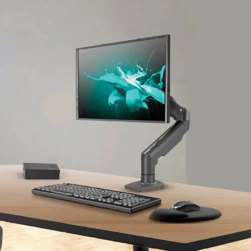 Suporte Articulado Mesa Monitor 17 a 35 Polegadas 9kg ELG Pistão a Gás Giro 360° Altura 14 a 42cm Avanço 54cm VESA 100x100 Preto F80N thumbnail 7